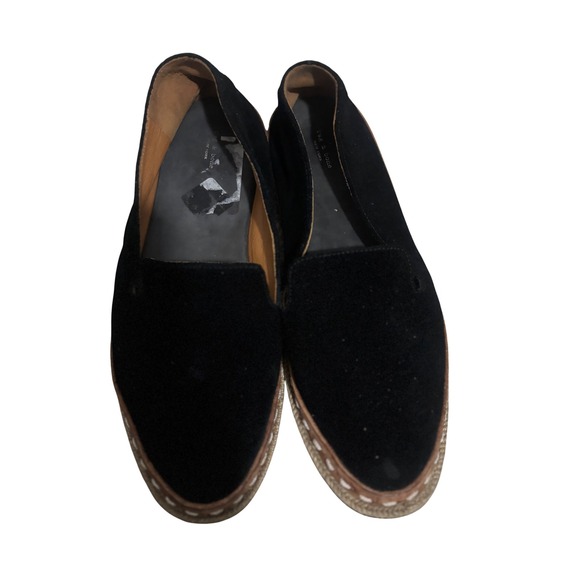 rag & bone Shoes - Rag & Bone Black Suede Espadrille Loafers Contrast Stitch Flats‎ Size 38.5